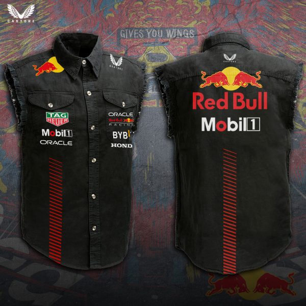 Red Bull Racing F1 3D Lightweight Sleeveless Denim Shirt - TANTN 3237