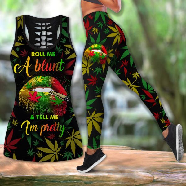 Weed Hollow Tank Top Leggings - VANDH 1622