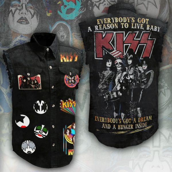 Kiss Band 3D Lightweight Sleeveless Denim Shirt - ANHNV 3022