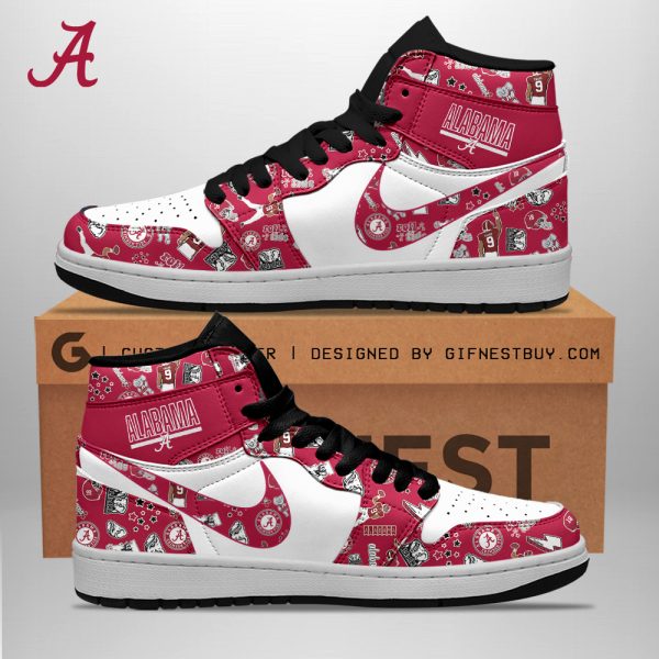 Alabama Crimson Tide Football AJ 1 Sneaker - TANTN 3599