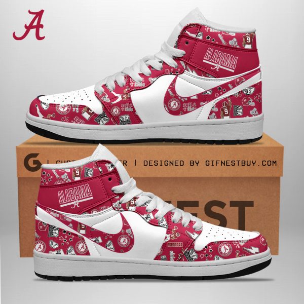 Alabama Crimson Tide Football AJ 1 Sneaker - TANTN 3599