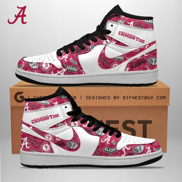 Alabama Crimson Tide Football AJ 1 Sneaker - TANTN 3600