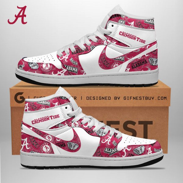 Alabama Crimson Tide Football AJ 1 Sneaker - TANTN 3600