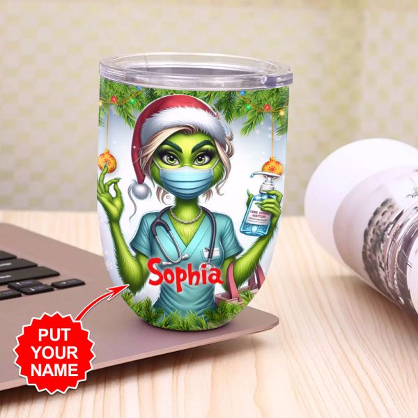 Personalized Grinch Wine Tumbler - VANDH 1841