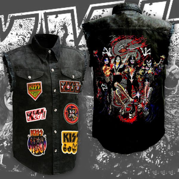 Kiss Band 3D Lightweight Sleeveless Denim Shirt - NGHIAVT 1202