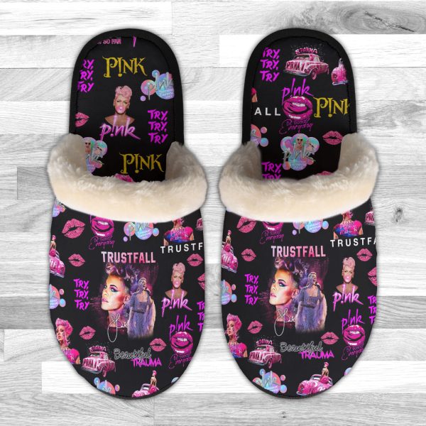 P!nk Lightweight Plush Slippers - VANDH 1877