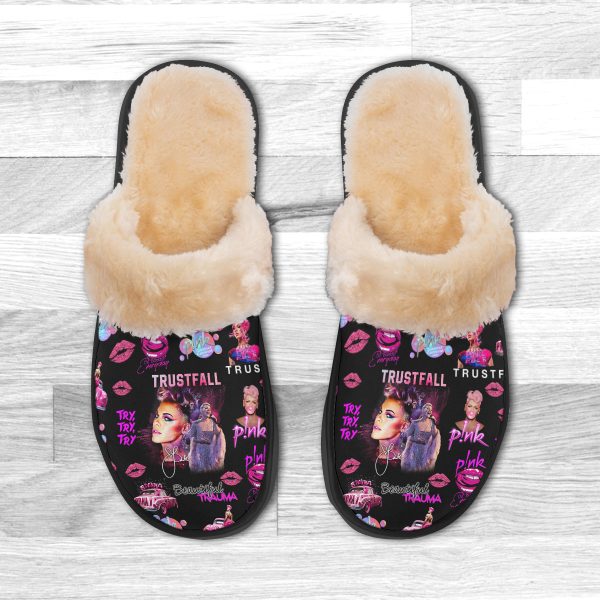 P!nk Thicken Plush Slippers - VANDH 1864