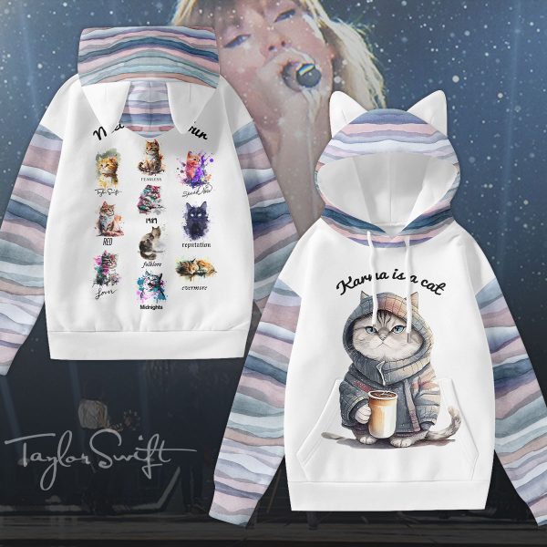 Taylor Swift x Cat Lovers 3D Hoodie With Decorative Ears - VANDH 1890