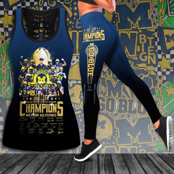 Michigan Wolverines Football Hollow Tank Top Leggings - ANHNV 3615