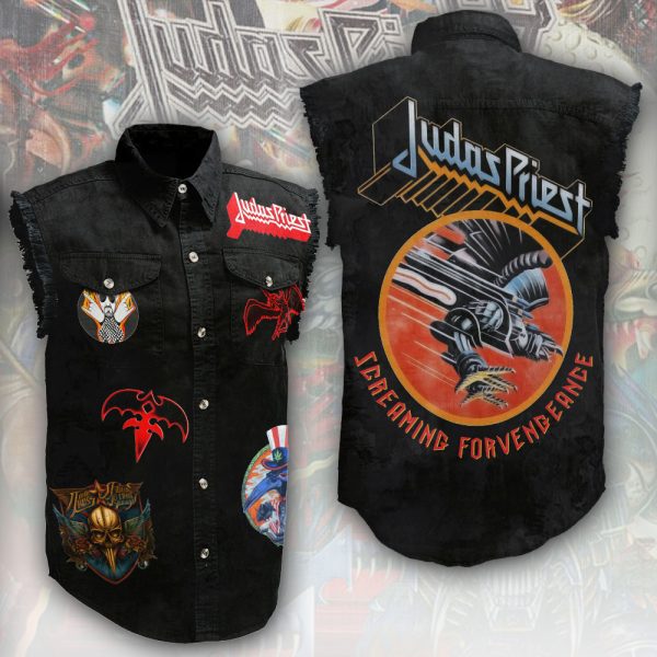 Judas Priest 3D Lightweight Sleeveless Denim Shirt - ANHNV 3667