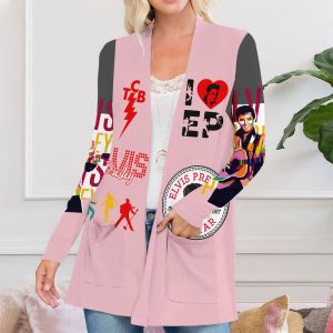 Elvis Presley Women’s Patch Pocket Cardigan – ANHNV 3697