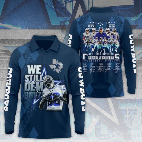 Dallas Cowboys 3D Long Sleeve Polo Shirt - VANDH 2282.1