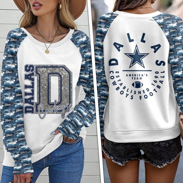 Dallas Cowboys Round Neck Raglan Sleeve Sweatshirt – HOATT 4222