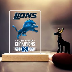 Detroit Lions Led Light with Wooden Base (7 Colors) - HOATT 4239