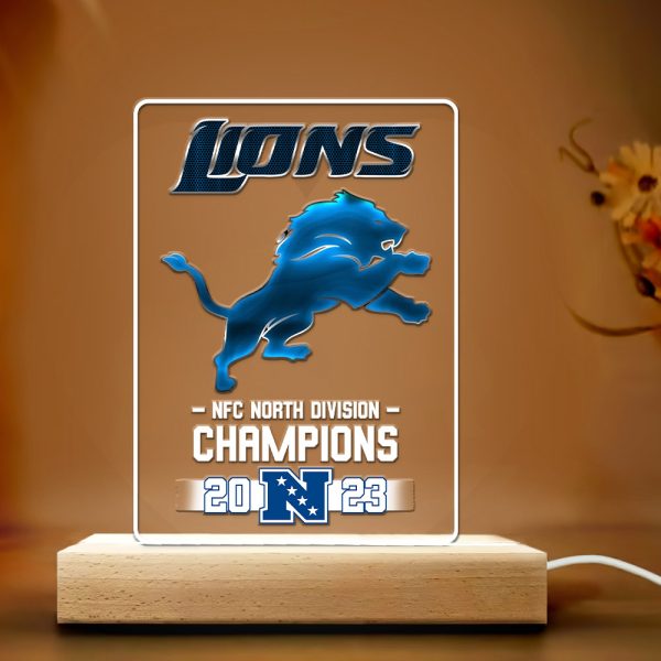 Detroit Lions Led Light with Wooden Base (7 Colors) - HOATT 4239