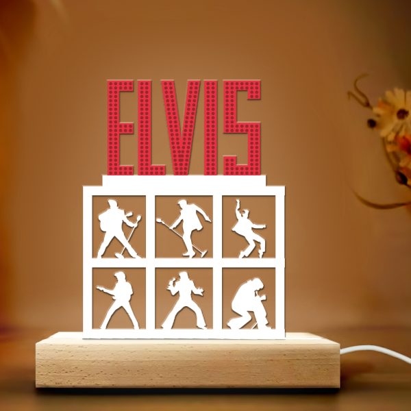 Elvis Presley Led Light with Wooden Base (7 Colors) - HOATT 4270