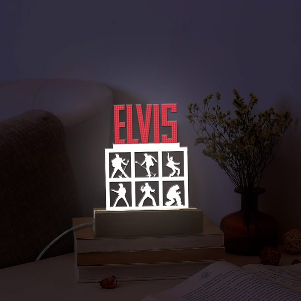 Elvis Presley Led Light with Wooden Base (7 Colors) - HOATT 4270