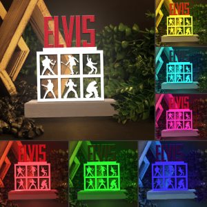 Elvis Presley Led Light with Wooden Base (7 Colors) - HOATT 4270