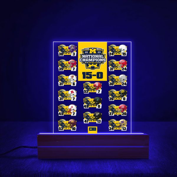 Michigan Wolverines Football Led Light with Wooden Base (7 Colors) - MAITM 5593