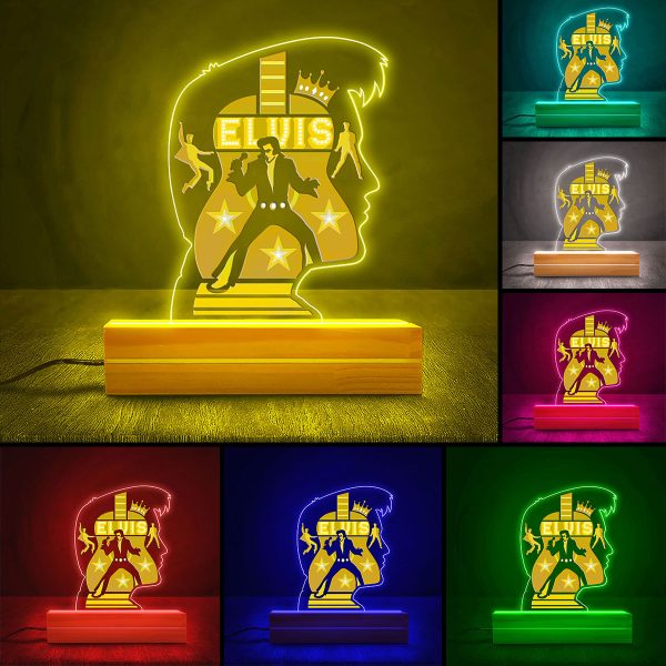 Elvis Presley Led Light with Wooden Base (7 Colors) - MAITM 5621