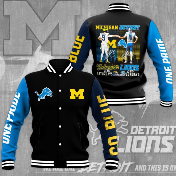 Michigan Wolverines Football x Detroit Lions Varsity Jacket - MAITM 5635