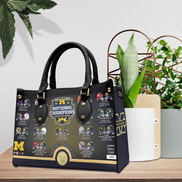 Michigan Wolverines Football Leather HandBag - VANDH 2216