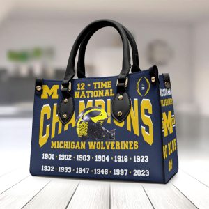 Michigan Wolverines Football Leather HandBag - VANDH 2232