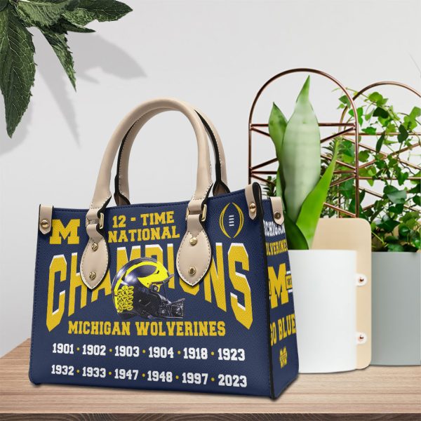 Michigan Wolverines Football Leather HandBag - VANDH 2232