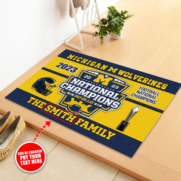 Personalized Michigan Wolverines Football Rubber Base Doormat - TANTN 4187