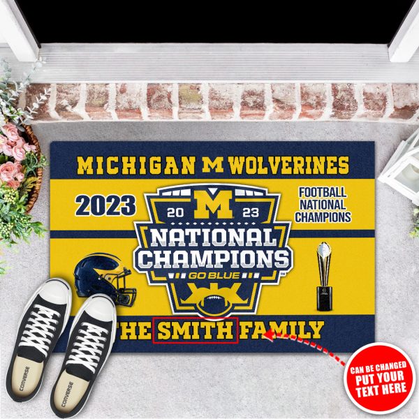 Personalized Michigan Wolverines Football Rubber Base Doormat - TANTN 4187