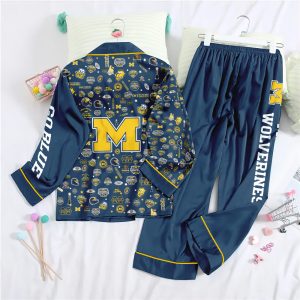 Michigan Wolverines Football Button Down Pajamas Set – TANTN 4255