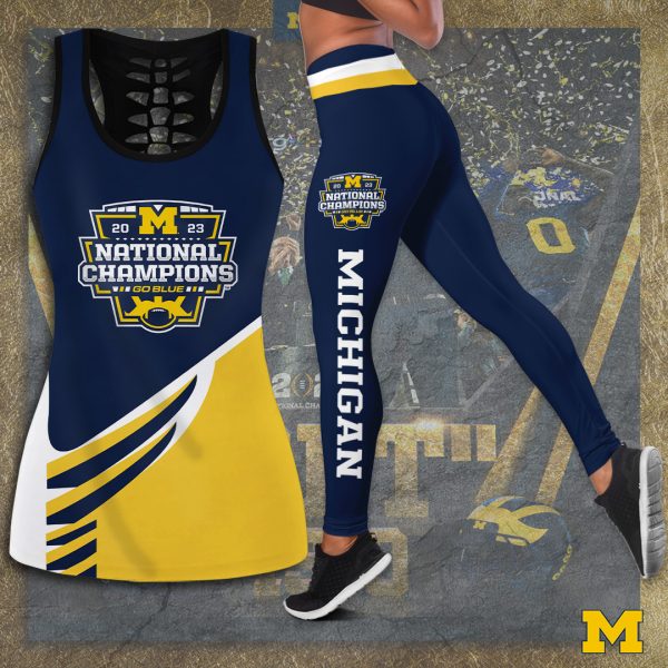 Michigan Wolverines Football Hollow Tank Top Leggings - TANTN 4201