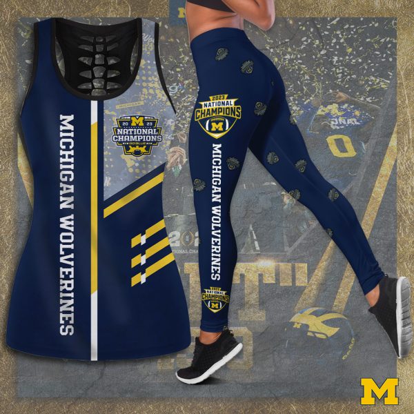 Michigan Wolverines Football Hollow Tank Top Leggings - TANTN 4203