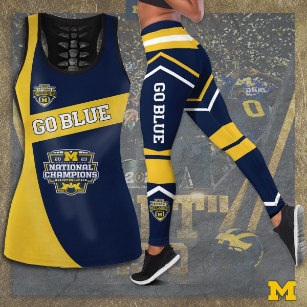 Michigan Wolverines Football Hollow Tank Top Leggings - TANTN 4204