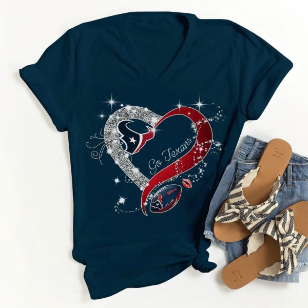 Houston Texans 3D Women’s V-neck T-Shirt - TANTN 4235