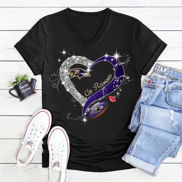 Baltimore Ravens 3D Women’s V-neck T-Shirt - TANTN 4236