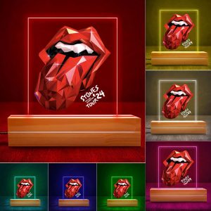 The Rolling Stones Led Light with Wooden Base (7 Colors) - MAITM 5901