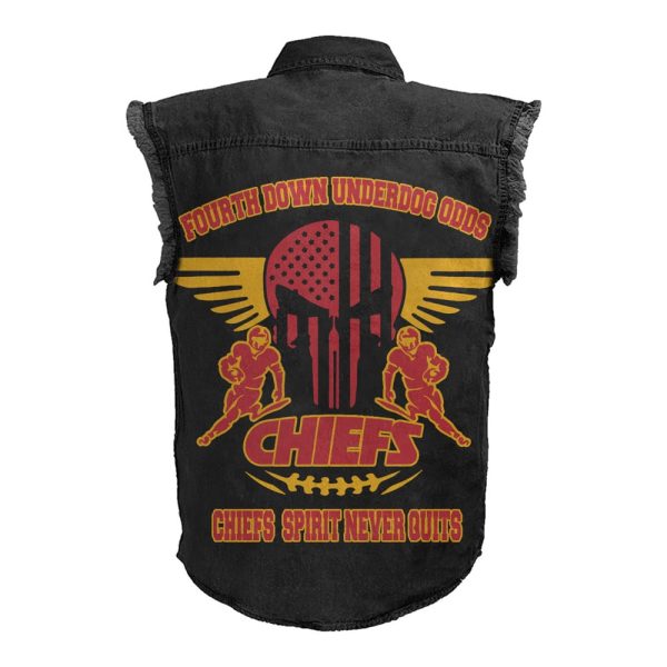 Kansas City Chiefs 3D Lightweight Sleeveless Denim Shirt - ANHNV 3759