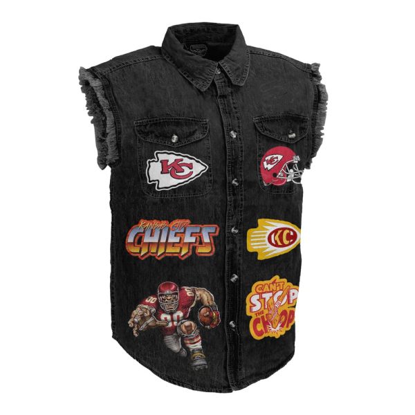 Kansas City Chiefs 3D Lightweight Sleeveless Denim Shirt - ANHNV 3759