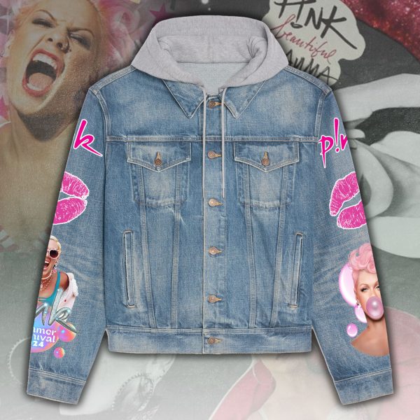 P!nk Women's Denim Hood Jacket - ANHNV 3838