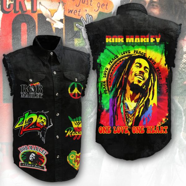 Bob Marley 3D Lightweight Sleeveless Denim Shirt - ANHNV 3853