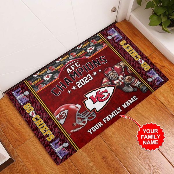 Personalized Kansas City Chiefs Rubber Base Doormat - VANDH 2379