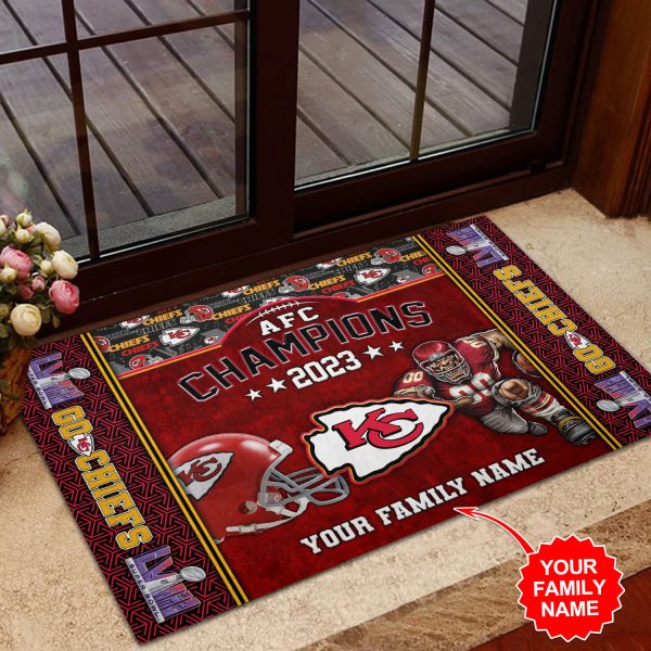 Personalized Kansas City Chiefs Rubber Base Doormat - VANDH 2379