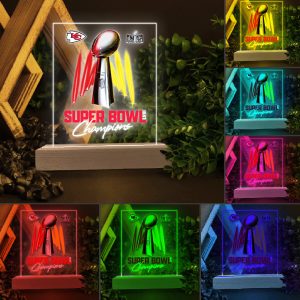 Kansas City Chiefs Led Light with Wooden Base (7 Colors) - TANTN 4484