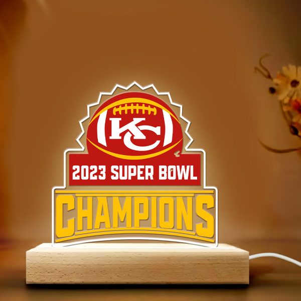 Kansas City Chiefs Led Light with Wooden Base (7 Colors) - HOATT 4305