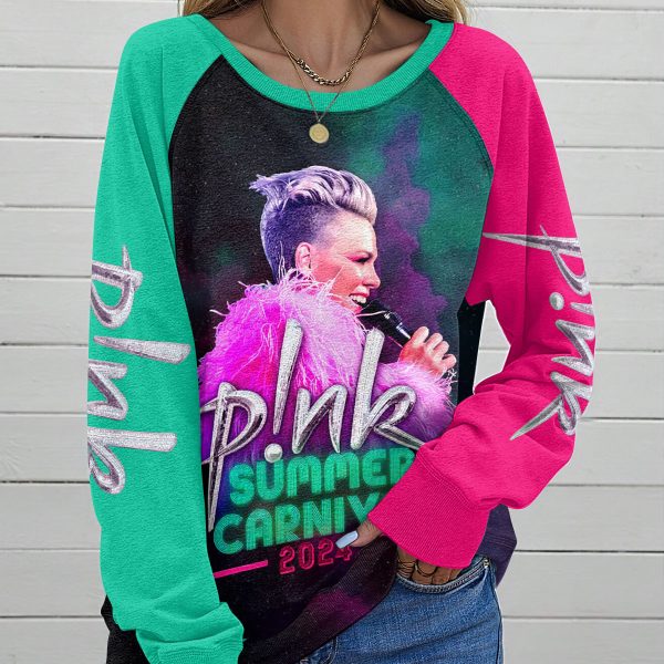 P!nk Round Neck Raglan Sleeve Sweatshirt – MAITM 5765