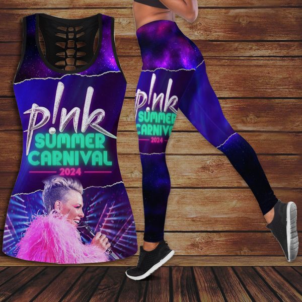 P!nk Hollow Tank Top Leggings - VANDH 2438