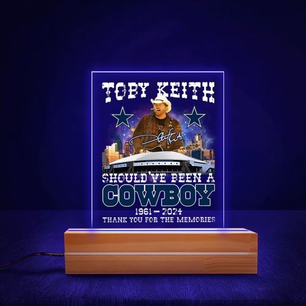 Toby Keith x Dallas Cowboys Led Light with Wooden Base (7 Colors) - MAITM 6212