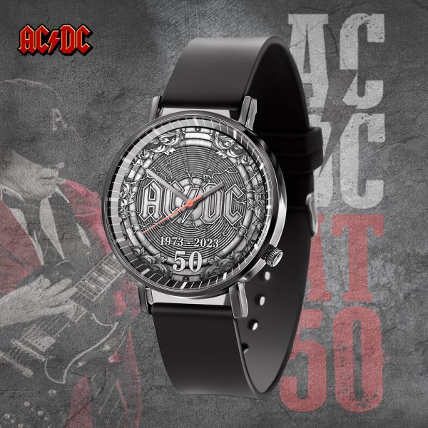 AC/DC Black Leather Watch - TANTN 4709