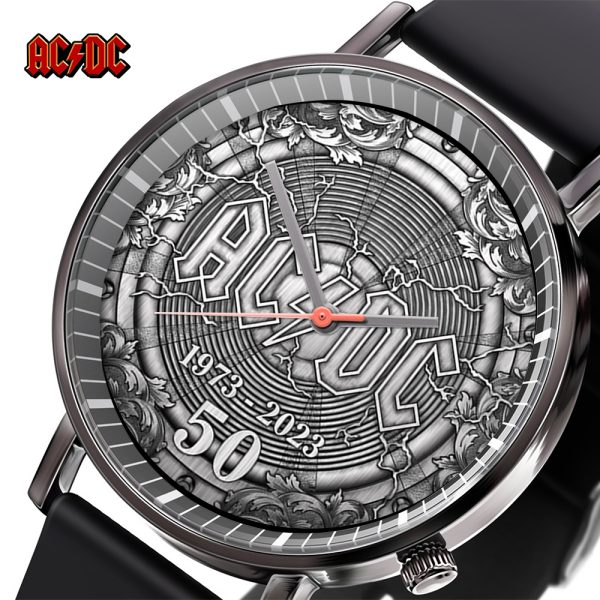 AC/DC Black Leather Watch - TANTN 4709